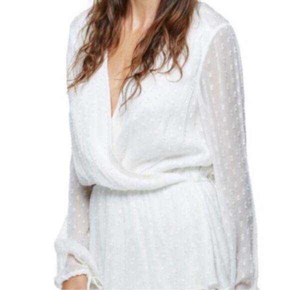 Free People Mini Dress White Swiss Dot Graduation Bridal Shower Birthday Party - Picture 2 of 7